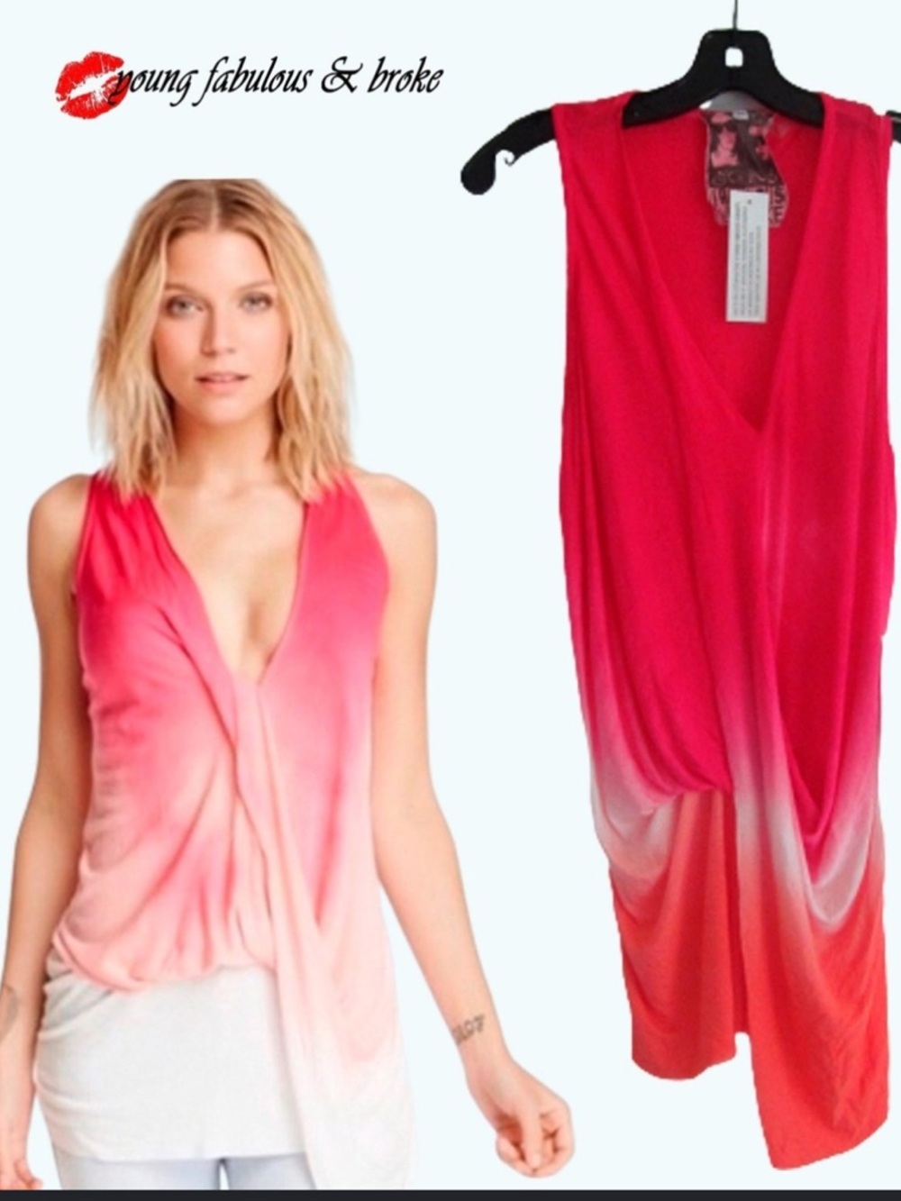 Young Fabulous & Broke Hot Pink Draped Sleeveless Top